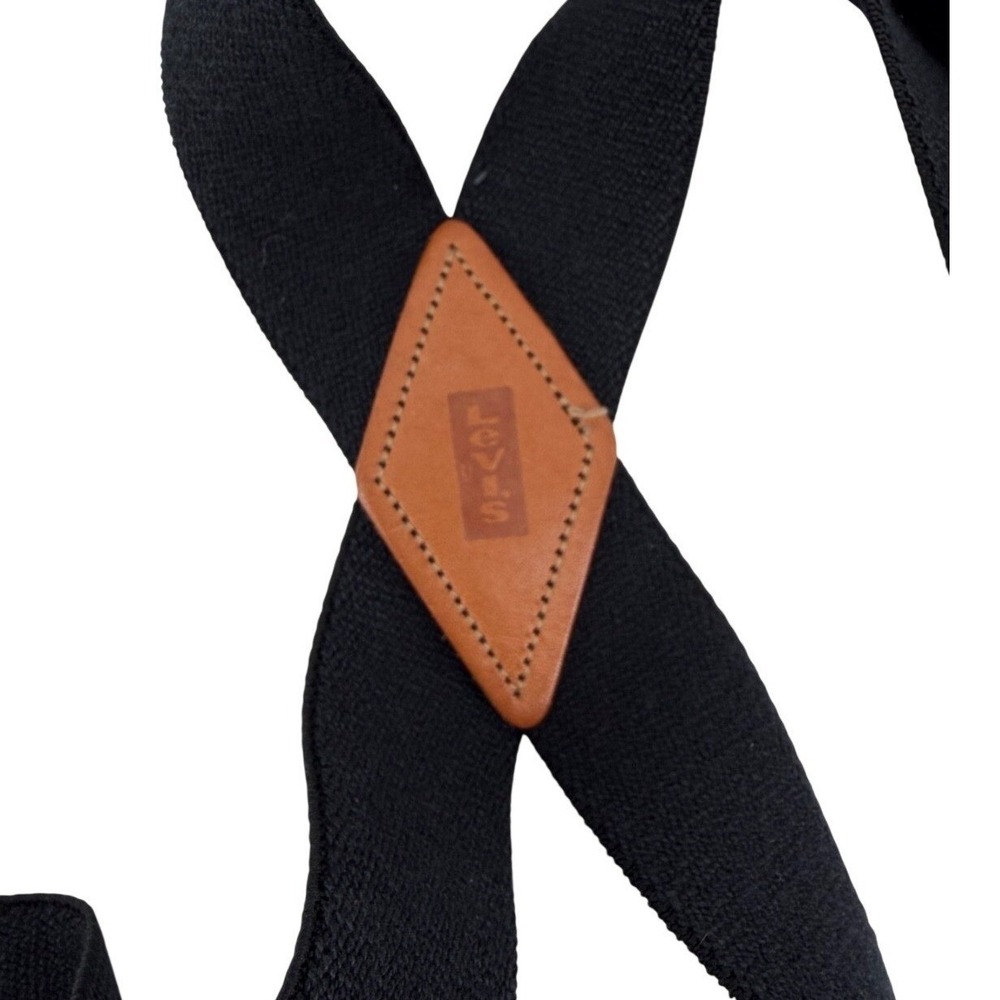 Levi's - Black Elastic Suspenders with Leather Cross Patch and Metal Clips